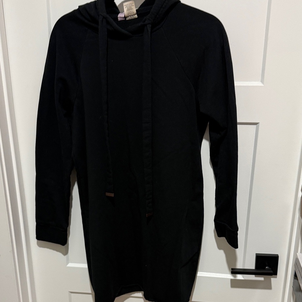 Black Hoodie Sweatshirt Dress Long Sleeve